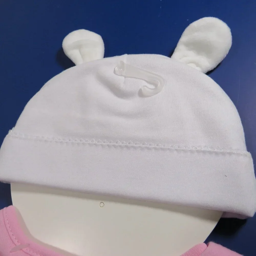 Baby pink bunny rabbit My First Easter set 0 to 6 months (Bib, Cap/Hat, Socks)